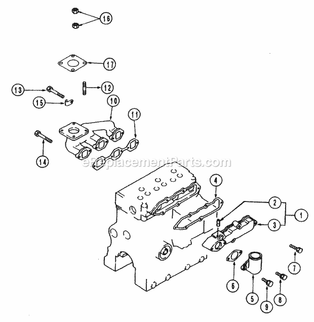 Intake & Exhaust Parts Diagram and Parts List for 54A-443D100 Cub Cadet Lawn Tractor